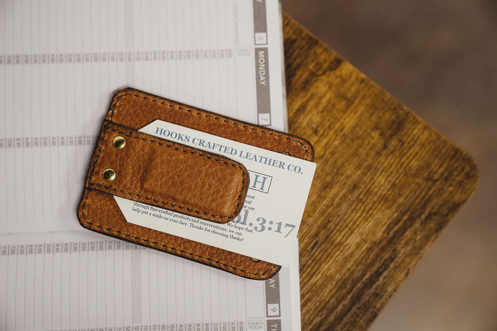 Brown Nut Magnetic Money Clip Wallet